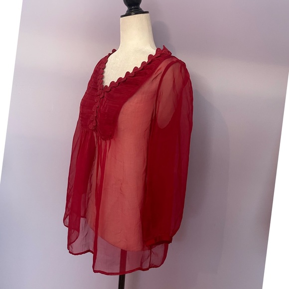 Anthropologie meadow rue sheer peasant blouse - Picture 3 of 5